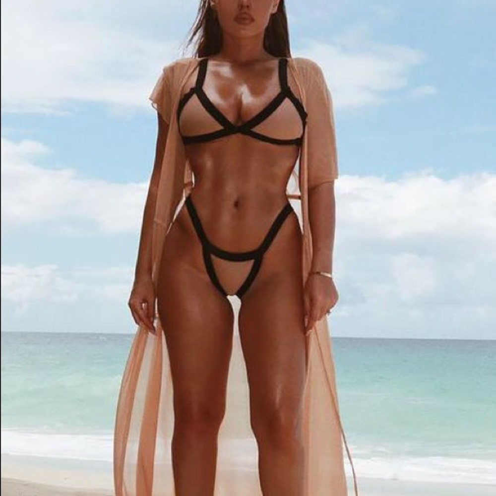 Fashion Nova Nude Got It Covered Swim Cover Up XS